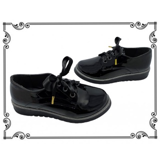 Zapato Mujer Negro Charol Escolar Niña Agujeta Casual 601-GA (2)