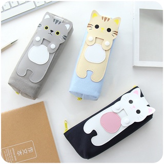 Korean simple stationery box student large-capacity primary school students canvas zipper cat multi-function pencil case pencil case