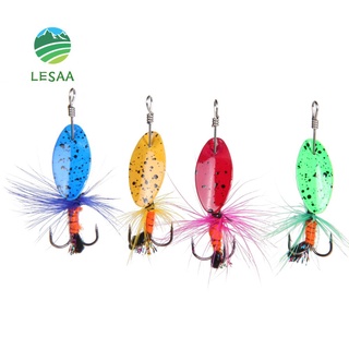 LESAA 4pcs Spinner Bait Spoon Lure Fishing Artificial Baits Hard Lures Hooks
