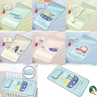 HUI Removable Baby Cool Mat Breathable Sleeping Crib Pad Mattress Newborn Soft-Cushion Bedding Set Pillow Ice Silk/Multicolor