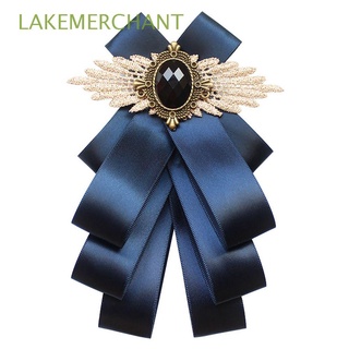 lakemerchant broche de poliéster elegante rhinestone lazos lazos accesorios corbata bowknot boutonniere moda collar de joyería pin/multicolor