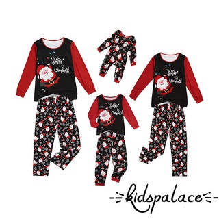 Bbq-matching Family navidad pijamas, Casual manga larga Santa impresión Tops + pantalones conjunto