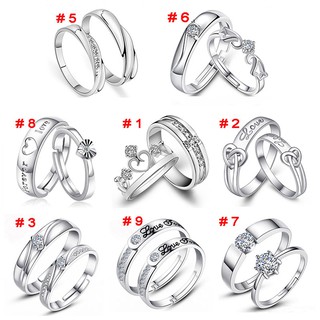 lt 1 par de anillos de 925 corazones para parejas de cristal de circonita anillo de diamantes joyería