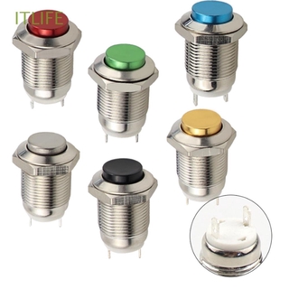 itlife interruptor de botón de botón de inicio momentáneo de alta ronda de 12 mm impermeable anillo multicolor 250v metal/multicolor (1)