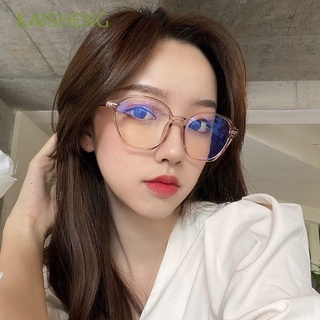 KAISHENG Transparente Gafas a prueba de luz azul Retro Protección ocular Gafas de computadora para mujeres Río Marco ovalado Gafas planas Ropa de moda Mujer Simple Gafas coreanas