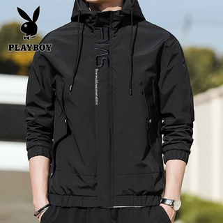 Playboy otoño nuevo abrigo chaqueta con capucha de los hombres de estilo occidental de ocio de moda Casual Simple de los hombres abrigo
