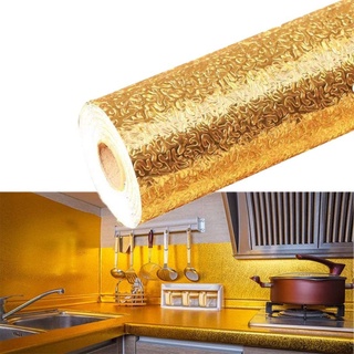 brroa - adhesivo multiusos de papel de aluminio dorado a prueba de aceite, impermeable, cocina