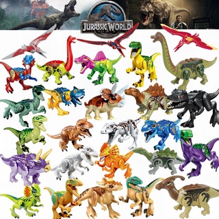 jurassic dinosaur world park fallen kingdom carnotaurus & velociraptor t-rex películas dinosaurios bloques juguetes educativos