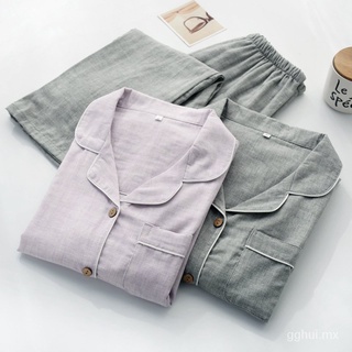 Pijama de Rebeca de estilo japonés para mujer, ropa de casa de primavera y otoño de algodón Xiacnee, talla grande, manga larga, para parejas