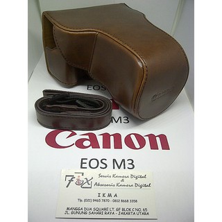 Funda de piel para Canon EOS M3 15-45mm café correa de cuero libre de alto grado.