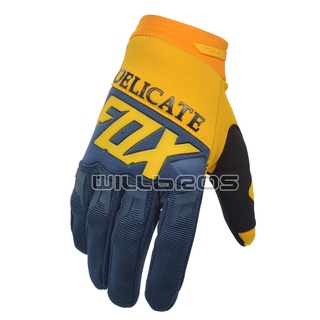 delicado fox moto 360/180 guantes de carrera scooter locomotora motocross azul amarillo guantes (1)