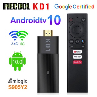 [en stock] mecool kd1 android 10.0 smart tv stick uhd 4k reproductor multimedia amlogic s905y2 tv dongle 2gb/16gb 2.4g/5g wifi voice remote co