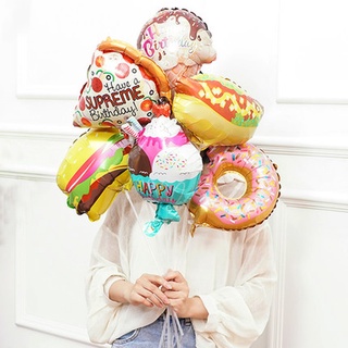 1pc verano Donut fiesta decoración de papel de aluminio globos helado postre niños fiesta de cumpleaños decoración de alimentos (4)