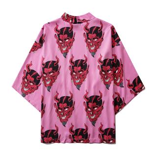 Ins Rosa púrpura Kimono Para mujer hombre talla Grande Harajuku Tendência Praia Japonês Roupas cárdigan (6)