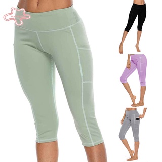 pantherpink Women Solid Color Side Pocket High Waist Fitness Leggings Yoga Workout Pants (8)
