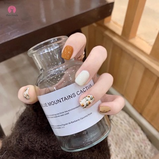 24pcs Short Length Wearable Fake Nails Hansenne Gentlewoman Full Cover Round Head Charming Finger Press On Nails