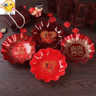 ☆ ♨ ☆ Plato de plástico rojo para la fruta del caramelo de la boda del Año Nuevo chino