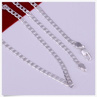 [CHMY] collar de cadena plana lateral de plata de ley 925 para hombre de 4 mm (2)