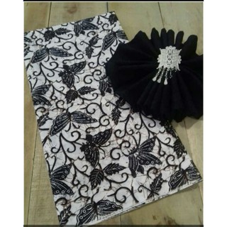 Fina Batik tela negro y blanco mariposa barra
