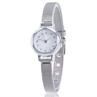 Whitechiefyswomen Mini reloj de cuarzo de acero inoxidable de 22 mm con tono plateado