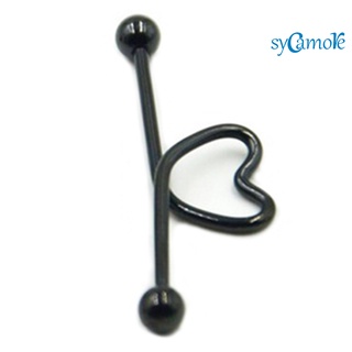 sycamore“ 1Pc Unisex Stainless Steel Heart Shaped Cartilage Piercing Industrial Barbell (5)