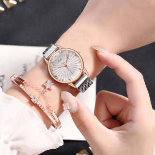[reloj+pulsera]reloj de pulsera de color degradado para mujer/pulsera con cierre magnético para mujer (9)