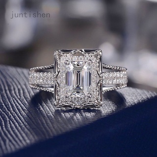 Juntisen 925 anillo De Diamante De piedra Preciosa plata Esterlina anillos De boda zafiro Para mujer accesorios De joyería
