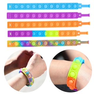 Pops Bubble Simple Dimple Toy Its Fidget Anti Stress Relief Colorful Silicone Bracelet Anxiety Sensory for Autism Adhd Children