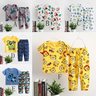 Bebé niños Grils aire acondicionado trajes coreanos de dibujos animados de manga corta camiseta pantalones traje transpirable pijamas ropa de dormir conjuntos