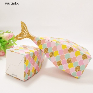 wutiskg 10pcs cola de sirena de papel caramelo caja de regalo bolsas de palomitas cajas de niños pequeña sirena mx