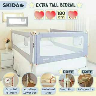Skida - colchón de seguridad (180 cm, Extra alto, para deslizamiento, valla de seguridad, colchón para cama, barandilla de cama)