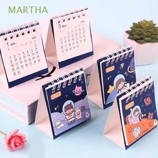 MARTHA Dibujos animados Calendario de escritorio Astronauta Plan de agenda Calendario 2022 Libro planificador Creativo Mini Planificador de horario diario Decoración de escritorio Mensual Calendario de mesa