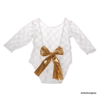 beibeitongbao Newborn Baby Photography Prop Lace Romper with Big Bow Photo Shoot Outfit Gift