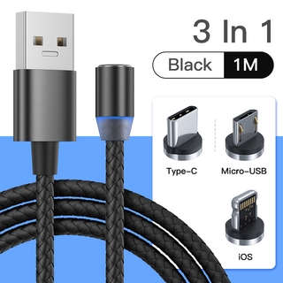 Cable magnético micro USB Enchufe magnético Tipo C Carga 3 en 1 Cable para Cable de carga magnético