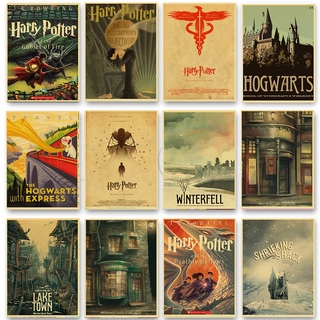 Posters de pared de Harry Potter Para niños/pósters de dormitorio impresos Hogwart castillo decoración de Pintura de aretes de Arte de pared