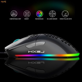 * HXSJ J900 USB Wired Gaming Mouse RGB Gamer Mouses with Six Adjustable DPI Honeycomb Hollow Ergonomic Design for Desktop rsyhtj