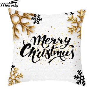 macrosky_ funda de almohada cuadrada en forma cuadrada, estética, decorativa, con patrones de navidad, lavable para el hogar