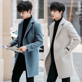Abrigo para hombre Otoño e Invierno estilo coreano ajustado de longitud media gabardina abrigo de lana para hombre de in