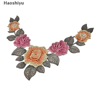 haoshiyu 1pc bordado floral encaje escote cuello cuello recorte ropa costura parche b mx (2)