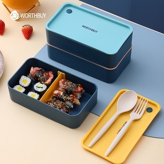 Caja de almuerzo portátil para niños, escuela, microondas, plástico, Bento, con compartimentos móviles, ensalada, frutas, alimentos, caja