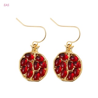 aretes/aretes/aretes de cristal rojo de frutas chapados en oro para mujer