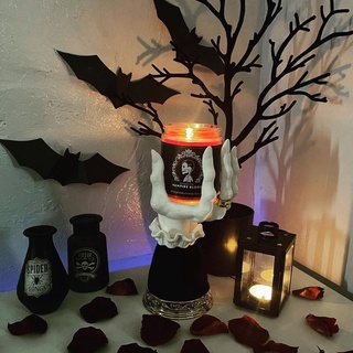 ht witch - portavelas en forma de palma, material de resina, utensilios de vela, accesorios para festivales de halloween (9)