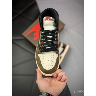YL🔥Ready Stock🔥Nike air jordan tennis shoes Nike Air Jordan 1 Hi OG x Travis Scott AJ1 Barb Men's Basketball Shoes sports shoeszapato (6)