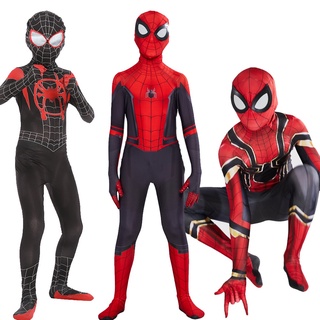 Spiderman lejos del disfraz de casa Cosplay Peter Parker Zentai traje de superhéroe mono mono de Halloween disfraz para niños (4)