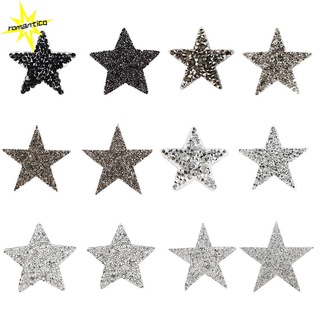 ROMANTICO New Clothing Accessories DIY Crafts Hotfix Rhinestone Patches Star Motifs Thermal Transfer Garment Decoration High Quality Multiple Sizes Pentagram Sticker/Multicolor