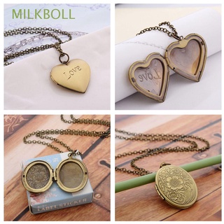 MILKBOLL Regalo Medallón de imagen de foto Moda En forma de corazon Collar Joyas Amante Amigo Oval Cadena Talla tridimensional Colgante