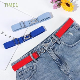 TIME1 Ropa de moda Cinturón elástico Jeans y pantalones Ocio Cinturón Estiramiento Ajustable Cinturón de Seguridad para niños Ancho Color caramelo/Multicolor