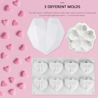 Prettyhomes - molde para tartas de corazón, 3 unidades de silicona 3D, para Mousse