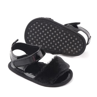 verano de cuero sintético de felpa suave sandalias de suela bebé niñas niño prewalker zapatos (6)