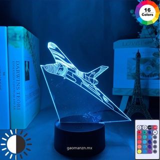 Avión 3D luz nocturna 7 colores cambiantes lámpara de humor avión LED USB 3D ilusión lámpara de mesa para el hogar decorativo niños juguete regalo